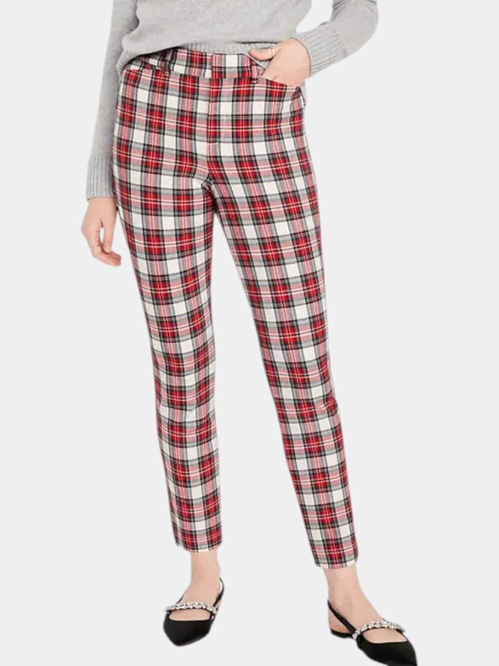 NWT OLD NAVY HIGH WAISTED PIXIE SKINNY ANKLE PLAID PANTS WOMEN'S SIZE 8